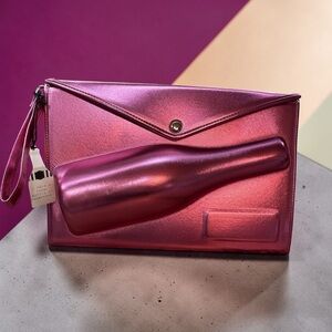 8 Oak Lane Pink Champagne Bottle Clutch Metallic Statement Novelty Bag